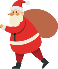 Cartoon Santa Claus Carrying a Sack Full of Presents for Christmas Eve