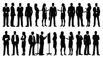Diverse business professionals in silhouette presenting a modern corporate team for professional use