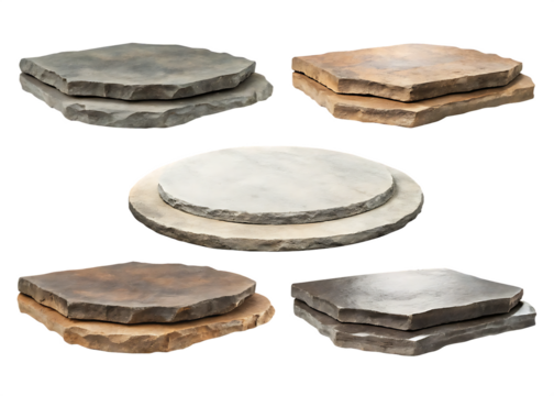 Stone slabs stacked isolated on a transparent background