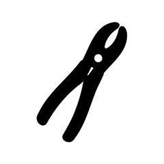 Black silhouette icon of plier tool used in various repairing activities