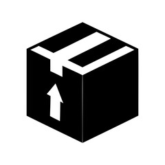 Isometric Illustration of a Box with an Upward Arrow for Shipping and Handling