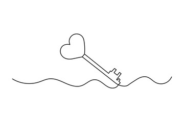 Obraz premium Key continuous one line drawing in minimalist style isolated outline illustration