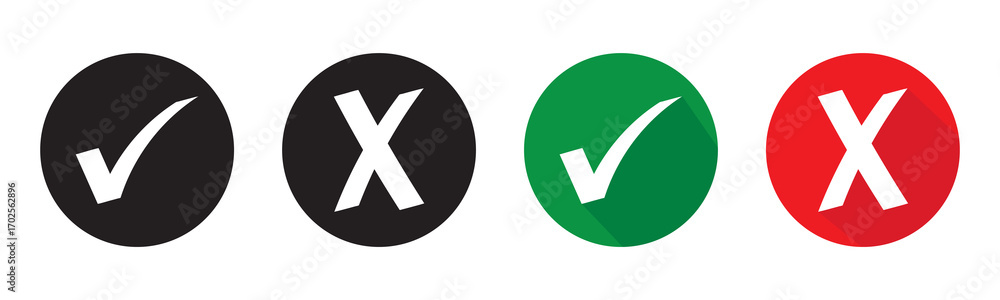 Leinwandbilder check mark icon button set. check box icon with right and wrong buttons and yes or no checkmark icon