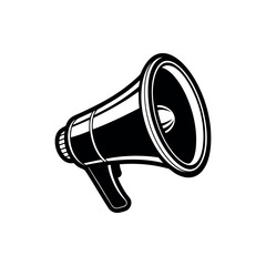 Monochrome vector illustration of a classic megaphone perfect for announcements silhouette vector