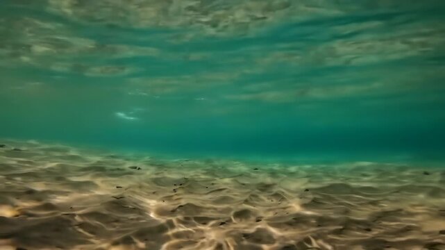 Calm Split-Level Underwater View with Glistening Surface