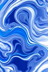 An abstract swirl of blue and white paint creating a fluid and dynamic marble effect pattern