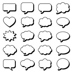 A vector set of comic speech bubbles and thought clouds for communication and chat