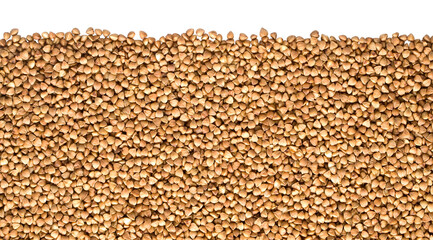 Buckwheat grains forming a textured background on transparent surface