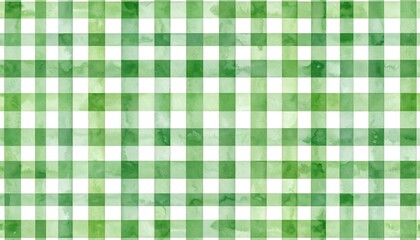 Green and white checkered pattern, watercolor effect