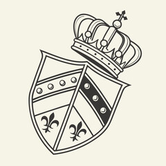 Heraldic shield with crown and fleurdelis