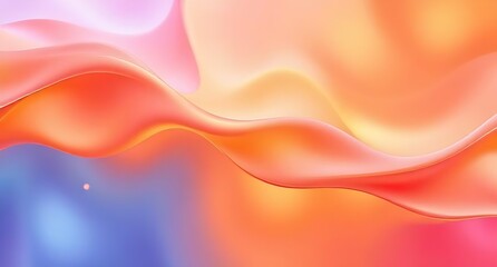 Fototapeta premium Abstract Flowing Wave Pattern with Warm Orange, Pink, and Blue Gradient Colors Creating a Soft, Vibrant Backdrop