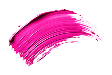 Vibrant magenta paint stroke isolated on a transparent background