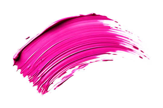 Vibrant magenta paint stroke isolated on a transparent background