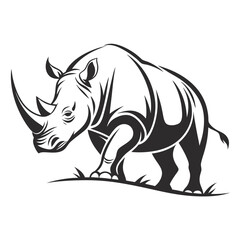 Rhino vector illustration in black and white style
