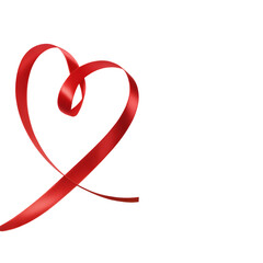 Red Ribbon Heart Shape on transparent background . Black Background graphic elegantly