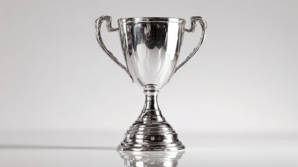 Elegant Silver Trophy Cup Symbolizing Achievement and Success Isolated on a Clean Background