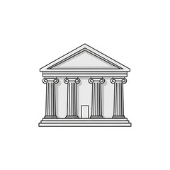 Obraz premium Minimal vector icon of a classical bank building with pillars, isolated on white background