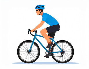 Obraz premium Flat design vector of an athlete riding a bicycle with helmet. Perfect for sports, cycling competitions, and fitness themes.