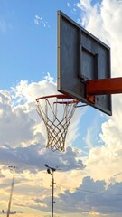 Basketball hoop against a cloudy sky (1)