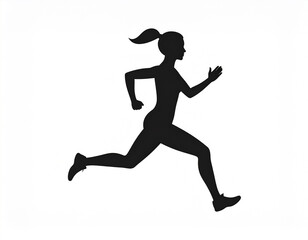 Black silhouette vector of a running athlete in motion. Perfect for sports, marathon, fitness, and competition design.