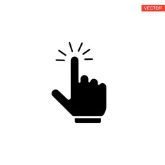 Black hand cursor icon with a finger pointing and radiating lines