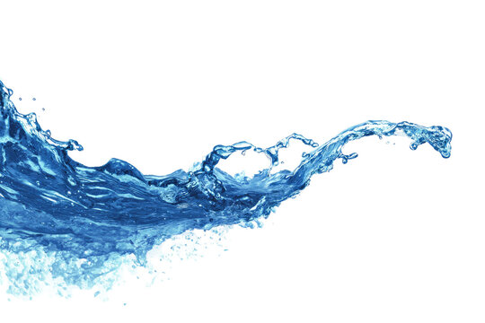 Blue water splashes outward, dynamic and flowing