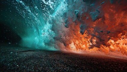 Underwater view of a vibrant ocean wave