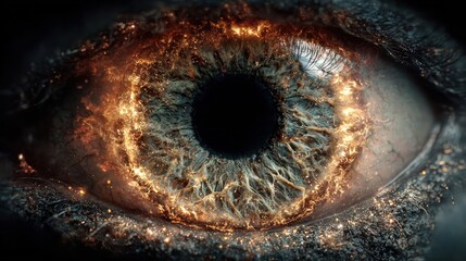 Halloween eye fire isolated on black background