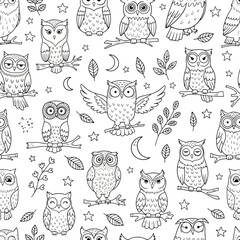 seamless pattern with owls