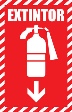 R&oacute;tulo para establecimiento comercial indicaci&oacute;n extintor aqu&iacute;