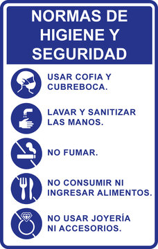 R&oacute;tulo para imprimir normas de higiene y seguridad