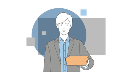 Professional Man Showing Box, Giving Gift, Delivering Package, Isolated on White Background