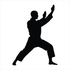 Karate silhouette martial arts pose fighter action training combat athlete self defense active