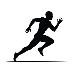 Dynamic silhouette of a male athlete in full sprint motion isolated on white for sports and fitness concepts