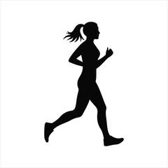 Silhouette of a fit woman running with ponytail dynamic motion and active lifestyle