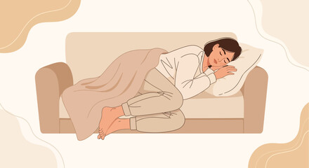 Restful Nap Illustrative Representation of a Person Relaxing on a Sofa Comfortably