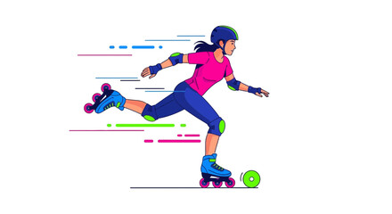Fototapeta premium Roller Skating Adventure: Capturing Energy and Motion in Vibrant Vector Illustration