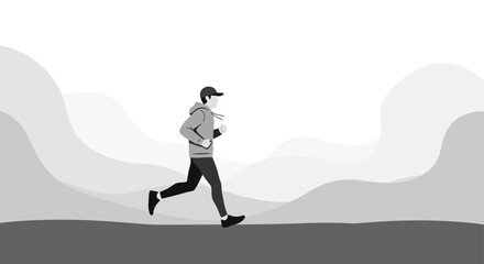 Obraz premium Runner Embracing Fitness And The Outdoors With Dynamic Motion And Silhouette