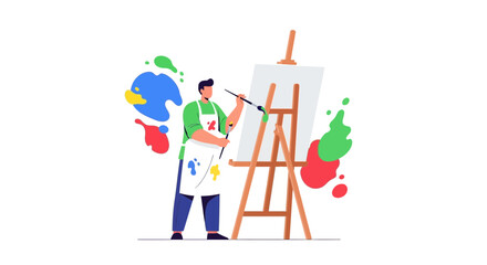 Fototapeta premium Talented Artist Crafting A Modern Artwork In A Relaxed Studio Environment