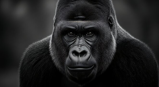 Powerful Gorilla Close Up Portrait. - Powered by Adobe