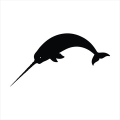 Majestic narwhal silhouette ocean unicorn marine mammal arctic wildlife sea creature © Mohon