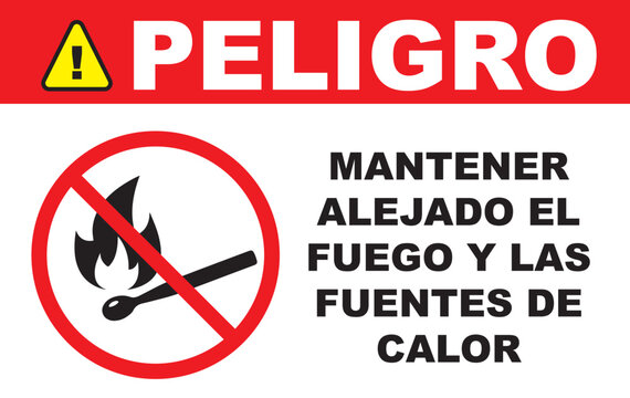 Rotulo para imprimir peligro mantener alejado del fuego.