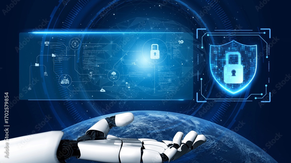 Poster cyber security protection and cyber security strategies against cyber threats, system hacks, digital