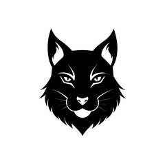 Minimalist cat face outline with whiskers on black background