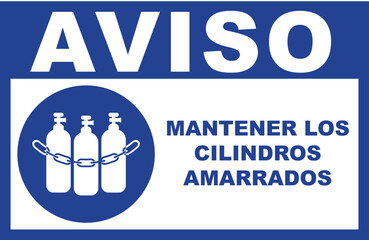 Cartel para imprimir aviso mantener los cilindros amarrados