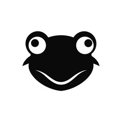 Simple black silhouette of a happy frog face