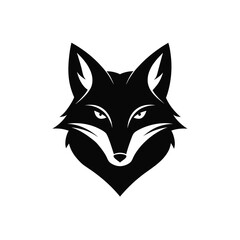 Sleek black fox silhouette with sharp features on dark background