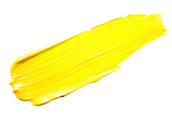 Yellow paint stroke isolated on a transparent background