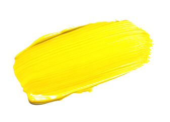 Yellow paint stroke isolated on a transparent background