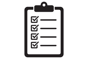 Simple checklist clipboard silhouette icon minimalist vector illustration isolated on white background
